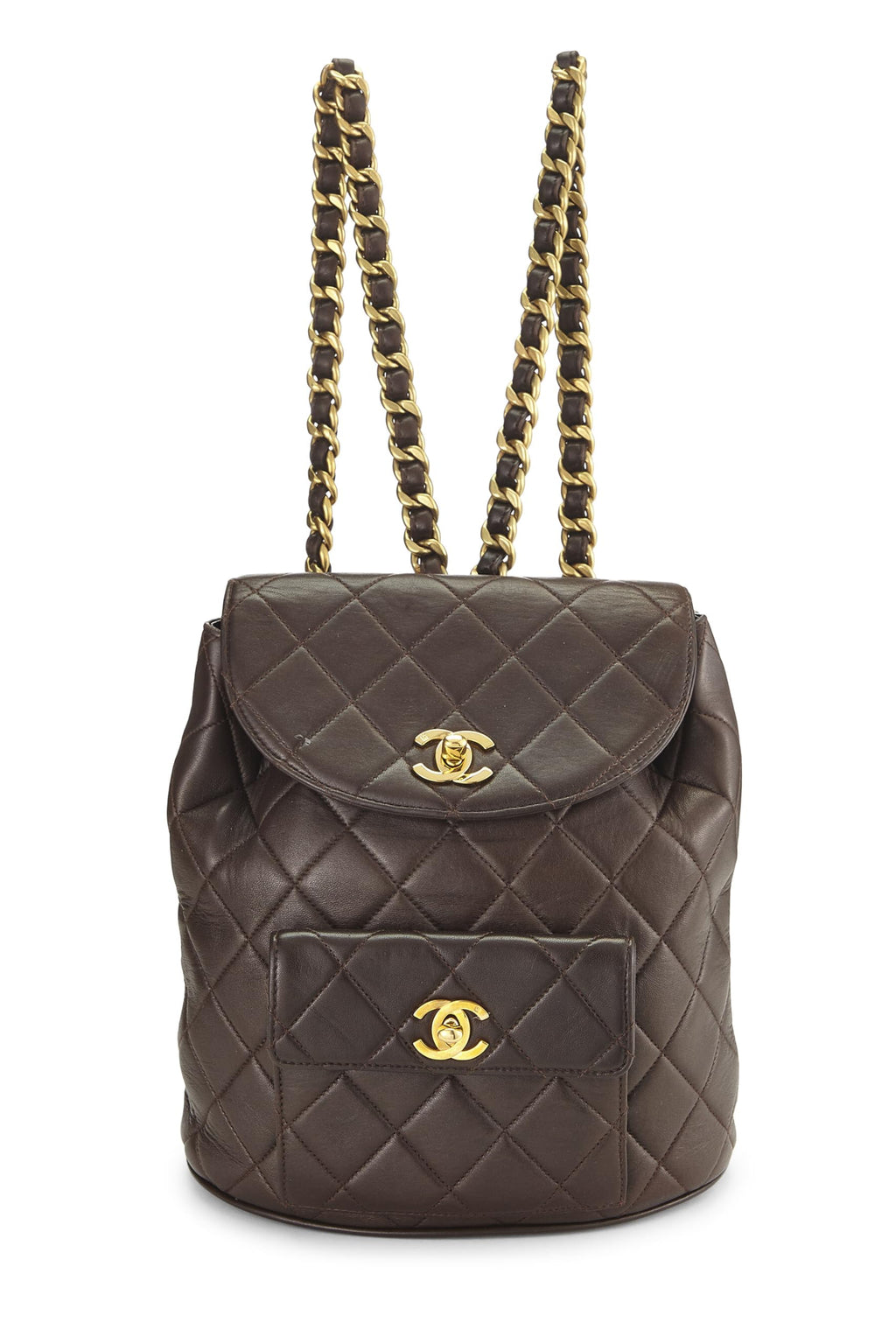 Chanel,  Brown Quilted Lambskin 'CC' Classic Backpack Small, Brown