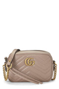 Gucci,  Pink Leather Gucci Marmont Crossbody Bag Small, Pink