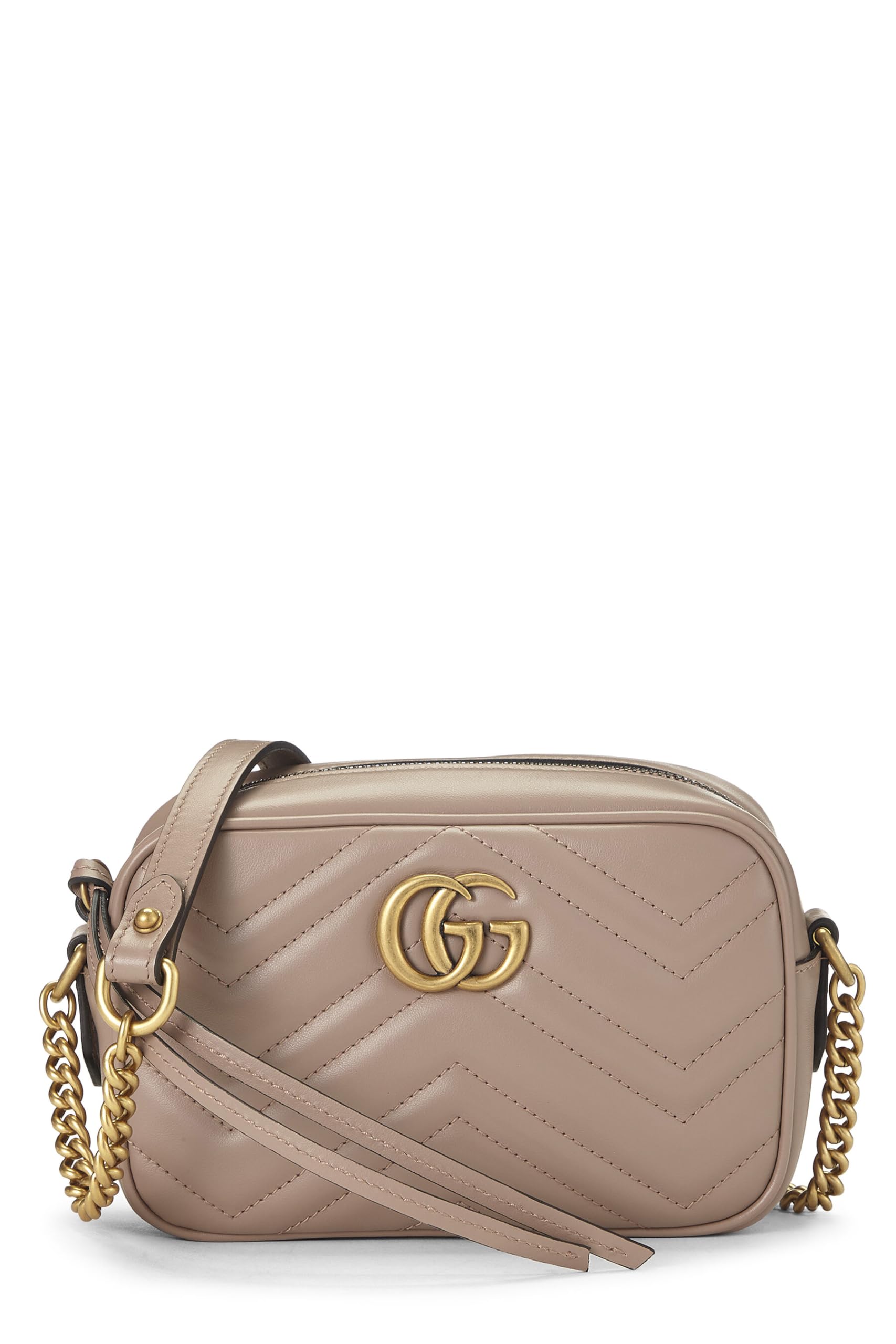 Gucci,  Pink Leather Gucci Marmont Crossbody Bag Small, Pink