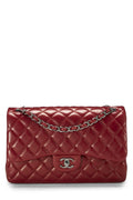 Chanel,  Red Quilted Lambskin New Classic Double Flap Jumbo, Red