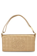 Chanel,  Gold Leather Chocolate Bar Shoulder Bag Medium, Gold