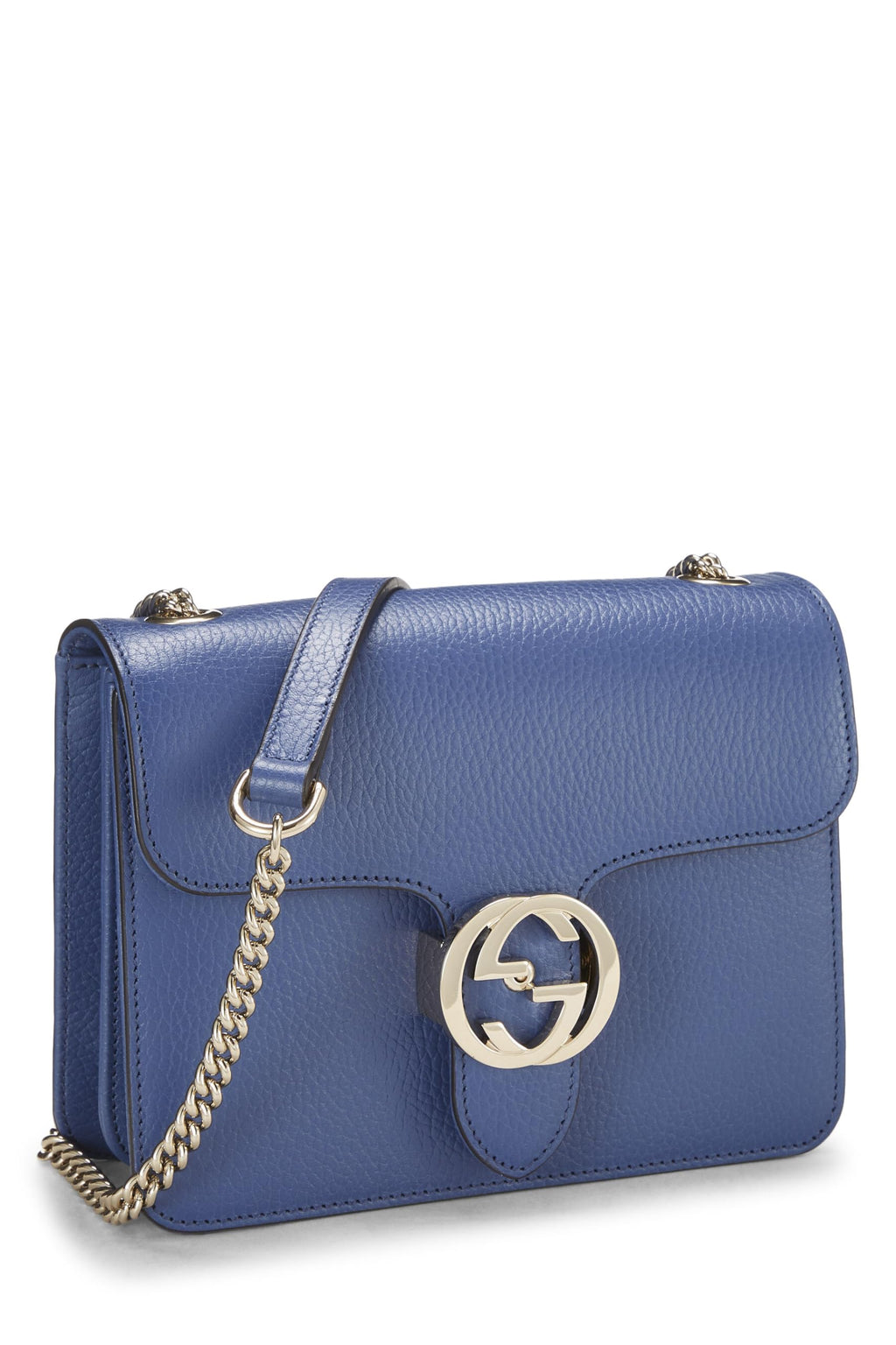 Gucci,  Blue Leather Interlocking Crossbody Small, Blue