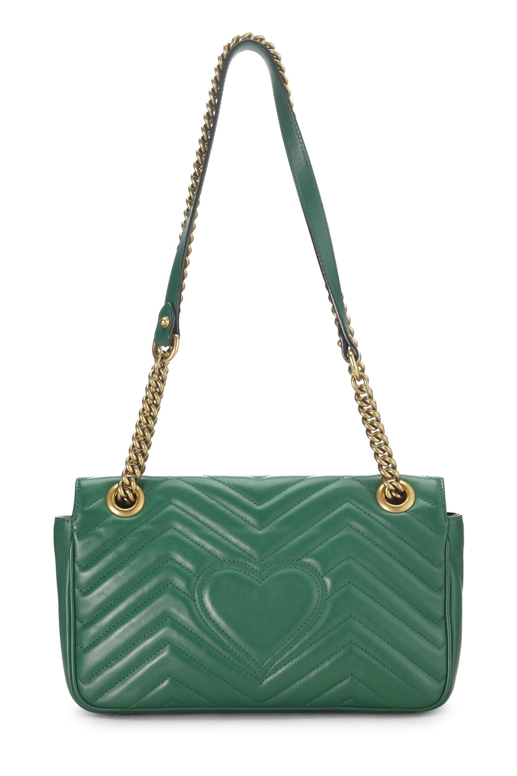 Gucci,  Green Leather GG Marmont Shoulder Bag Small, Green