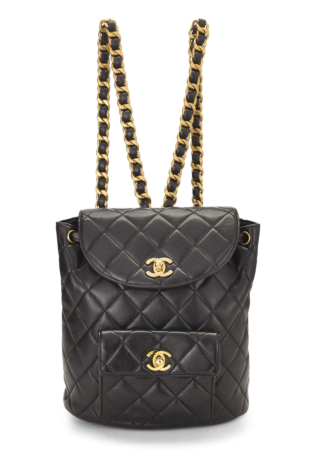 Chanel,  Black Quilted Lambskin 'CC' Classic Backpack Medium, Black