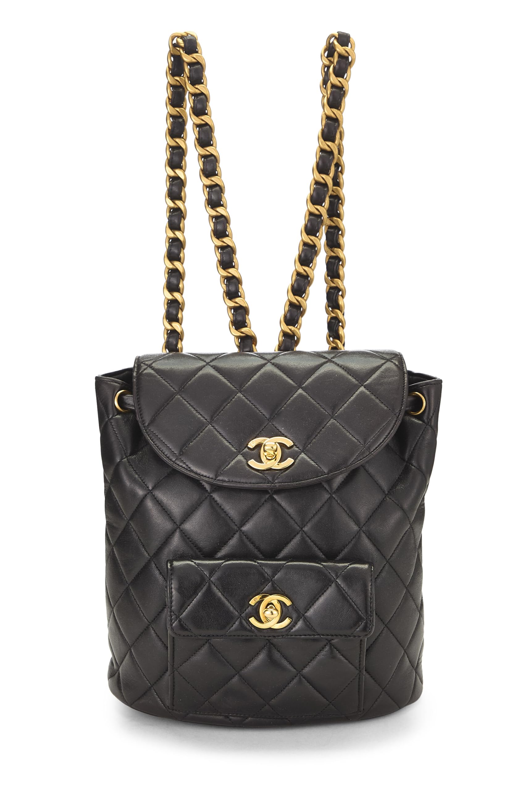 Chanel,  Black Quilted Lambskin 'CC' Classic Backpack Medium, Black