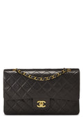 Chanel,  Black Quilted Lambskin Classic Double Flap Medium, Black