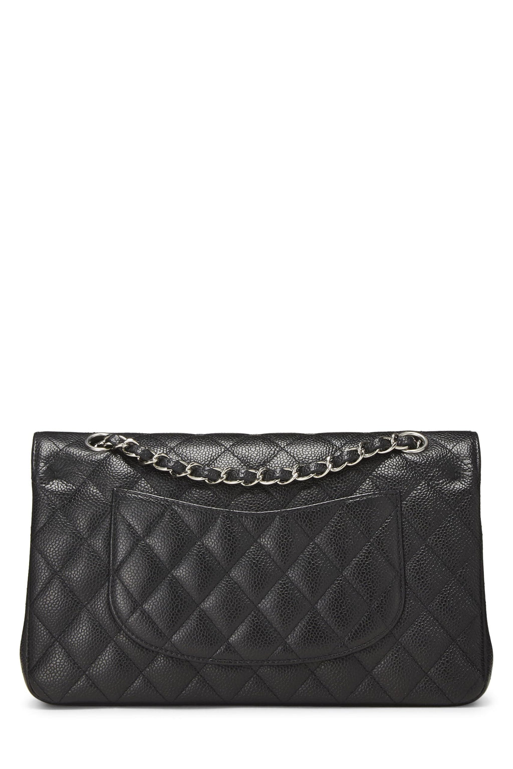 Chanel,  Black Quilted Caviar Classic Double Flap Medium, Black