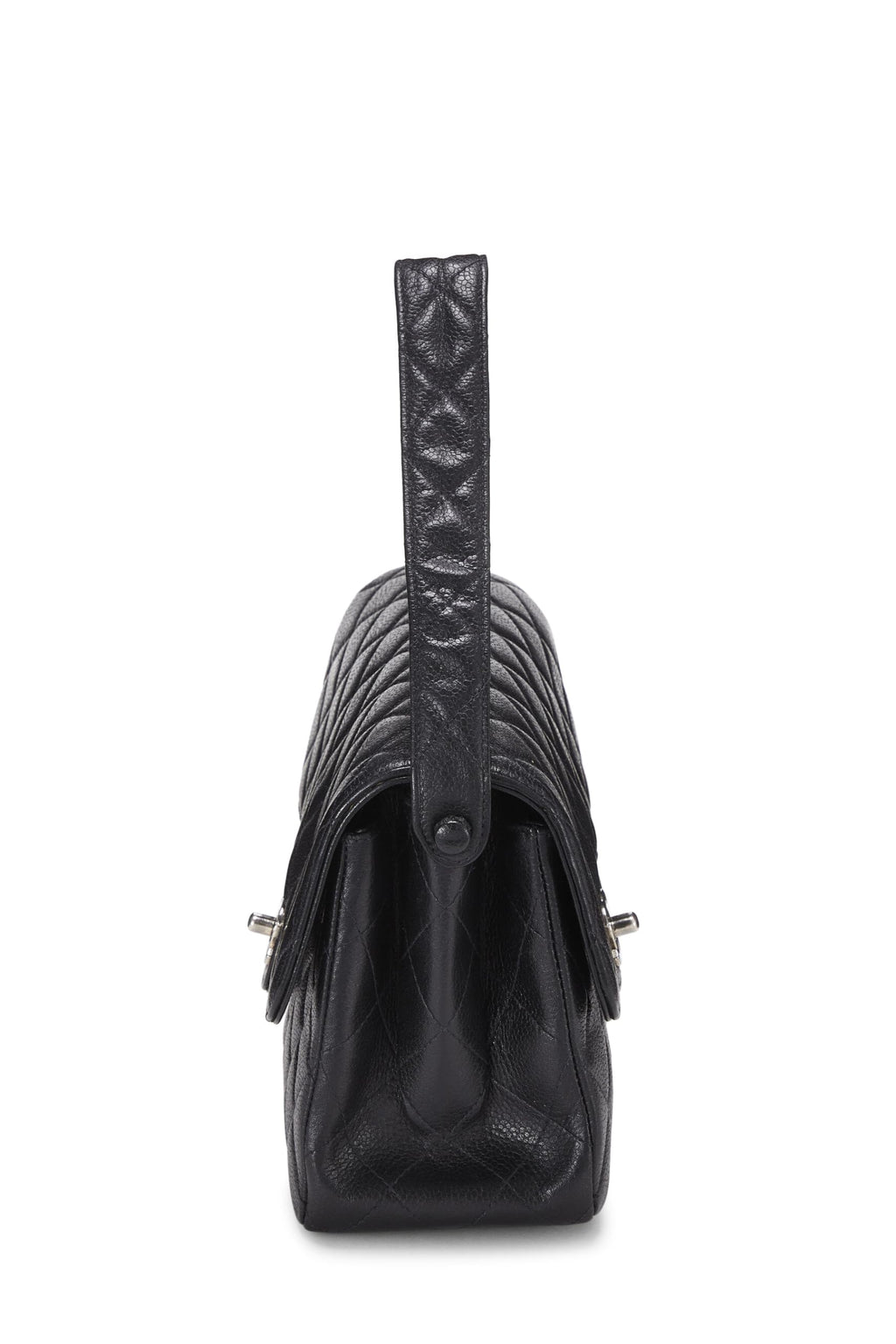 Chanel,  Black Quilted Caviar Double Sided Classic Flap Medium, Black