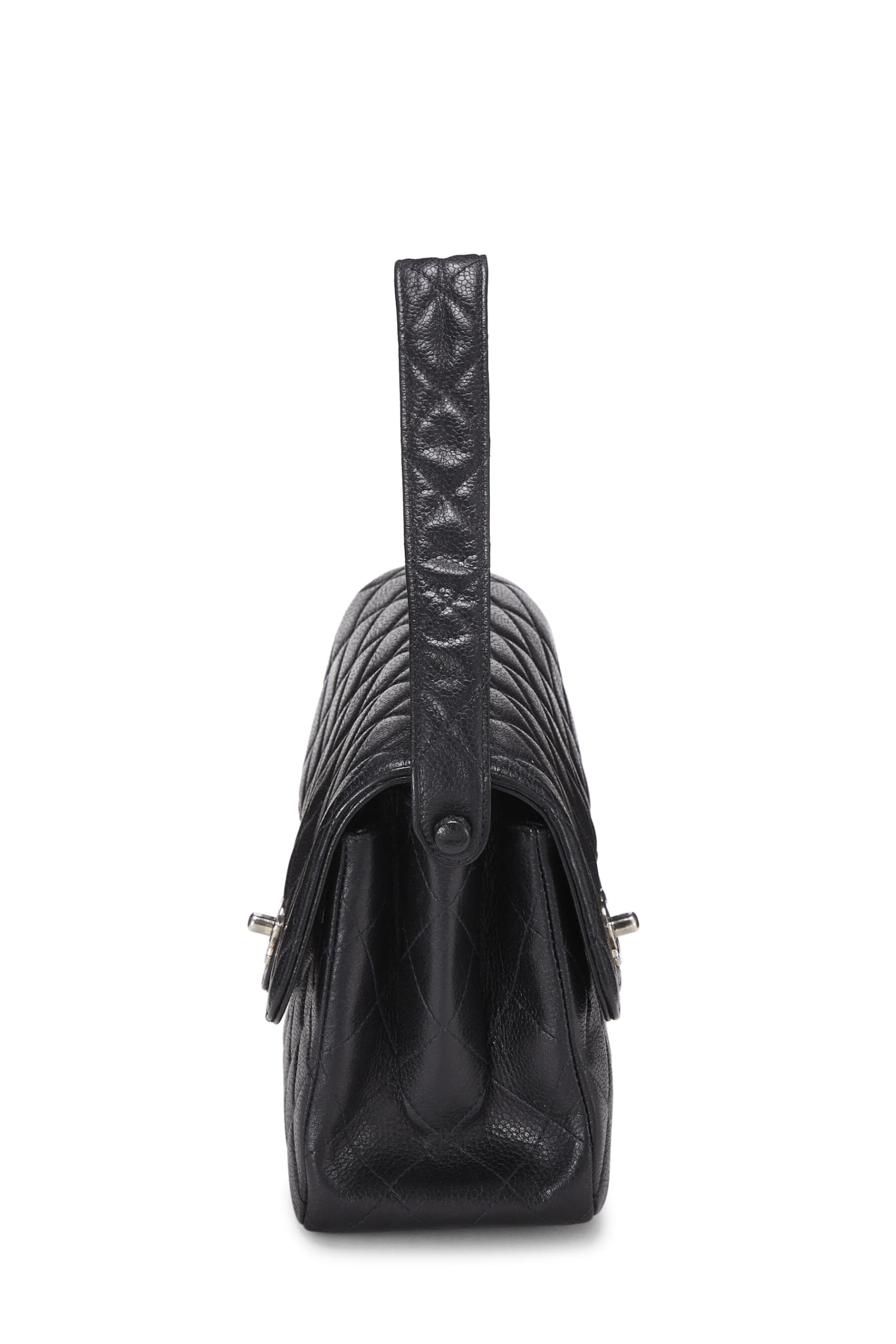 Chanel,  Black Quilted Caviar Double Sided Classic Flap Medium, Black