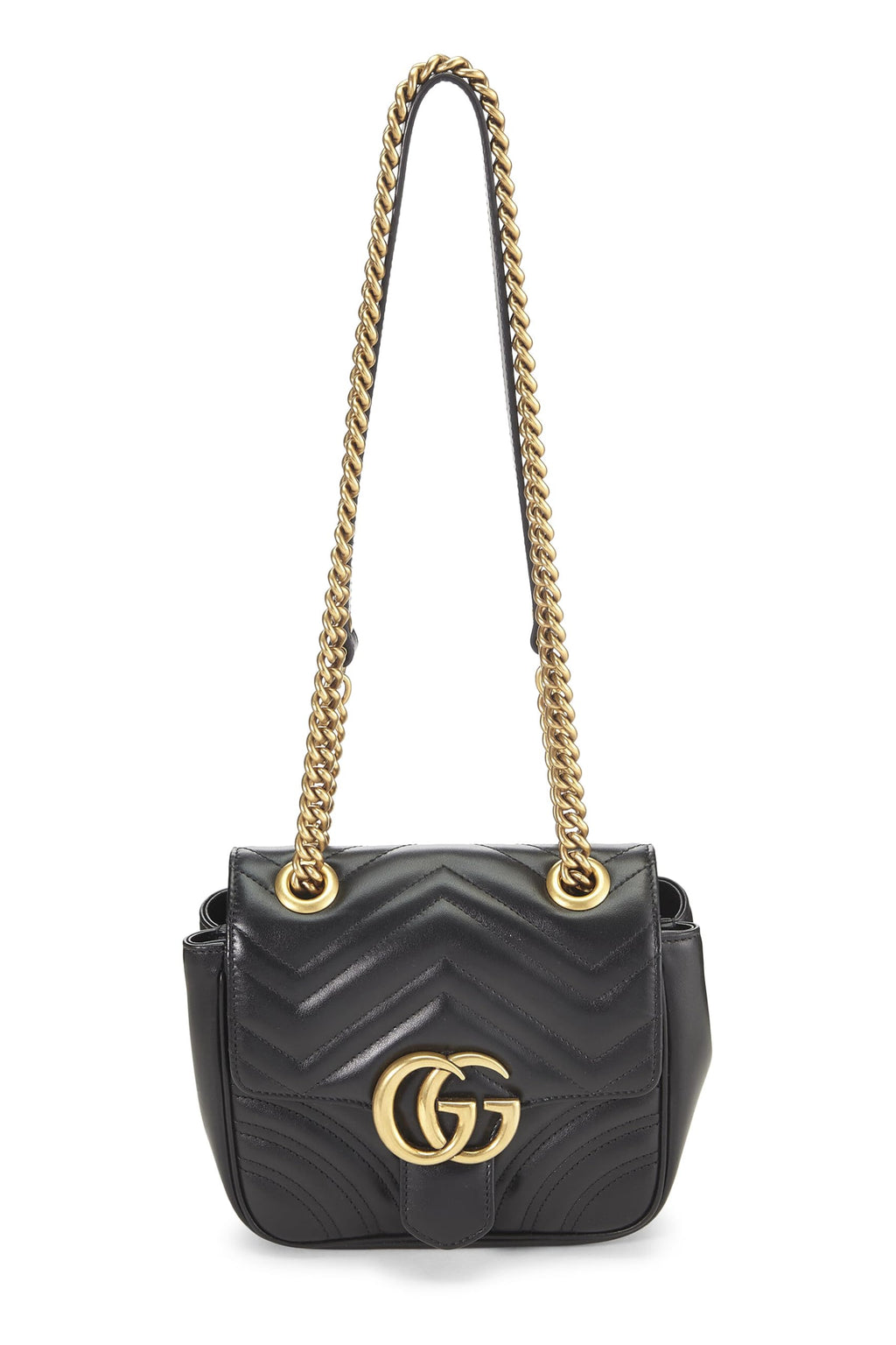 Gucci,  Black Leather GG Marmont Shoulder Bag Mini, Black
