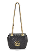 Gucci,  Black Leather GG Marmont Shoulder Bag Mini, Black