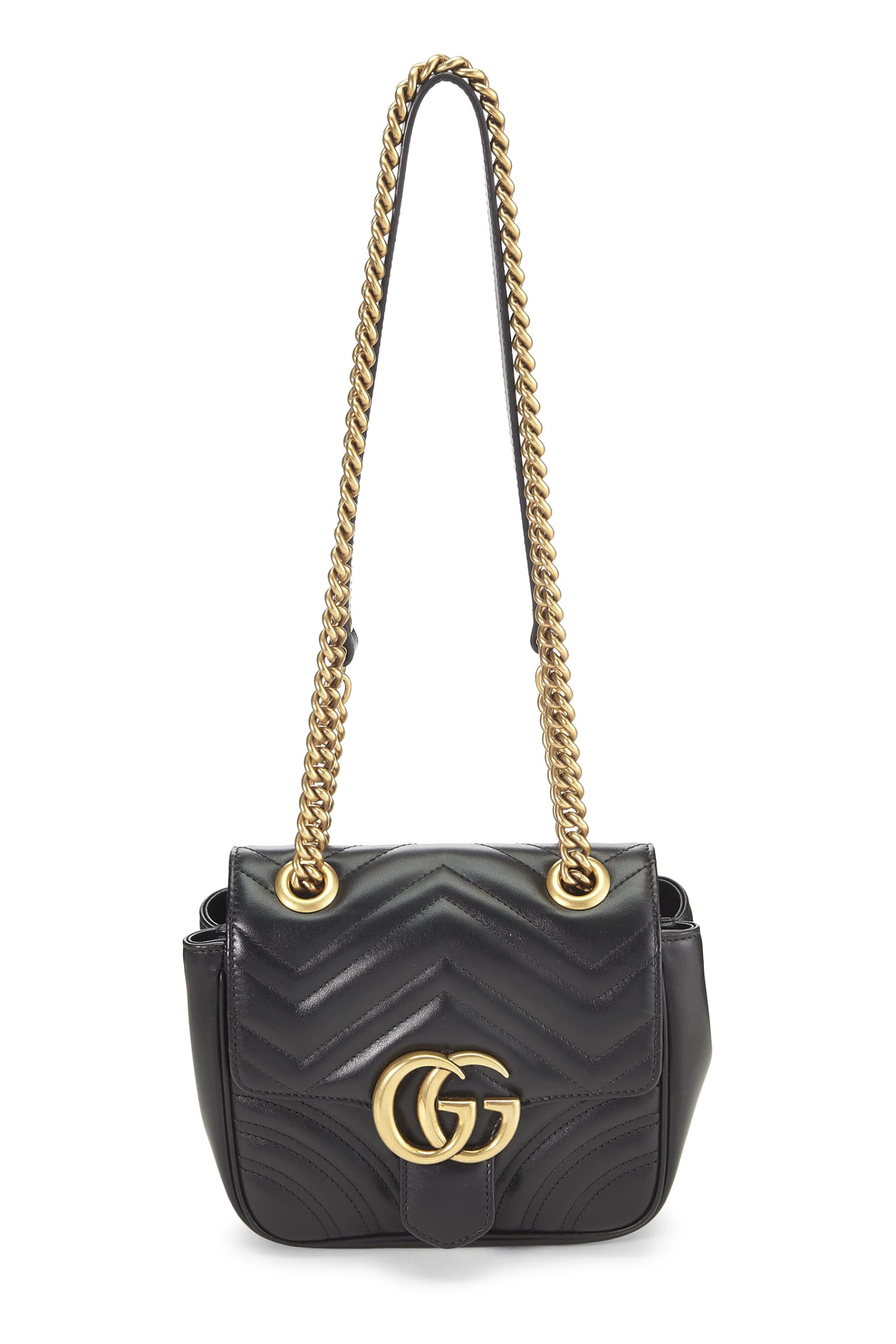 Gucci,  Black Leather GG Marmont Shoulder Bag Mini, Black