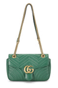 Gucci,  Green Leather MatelassÃƒÆ’Ã‚Â© Marmont Shoulder Bag Small, Green