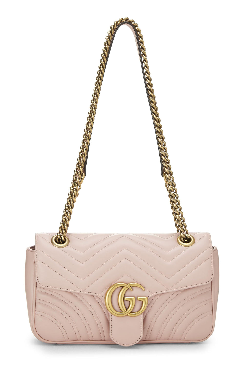 Gucci,  Pink Leather GG Marmont Shoulder Bag Small, Pink