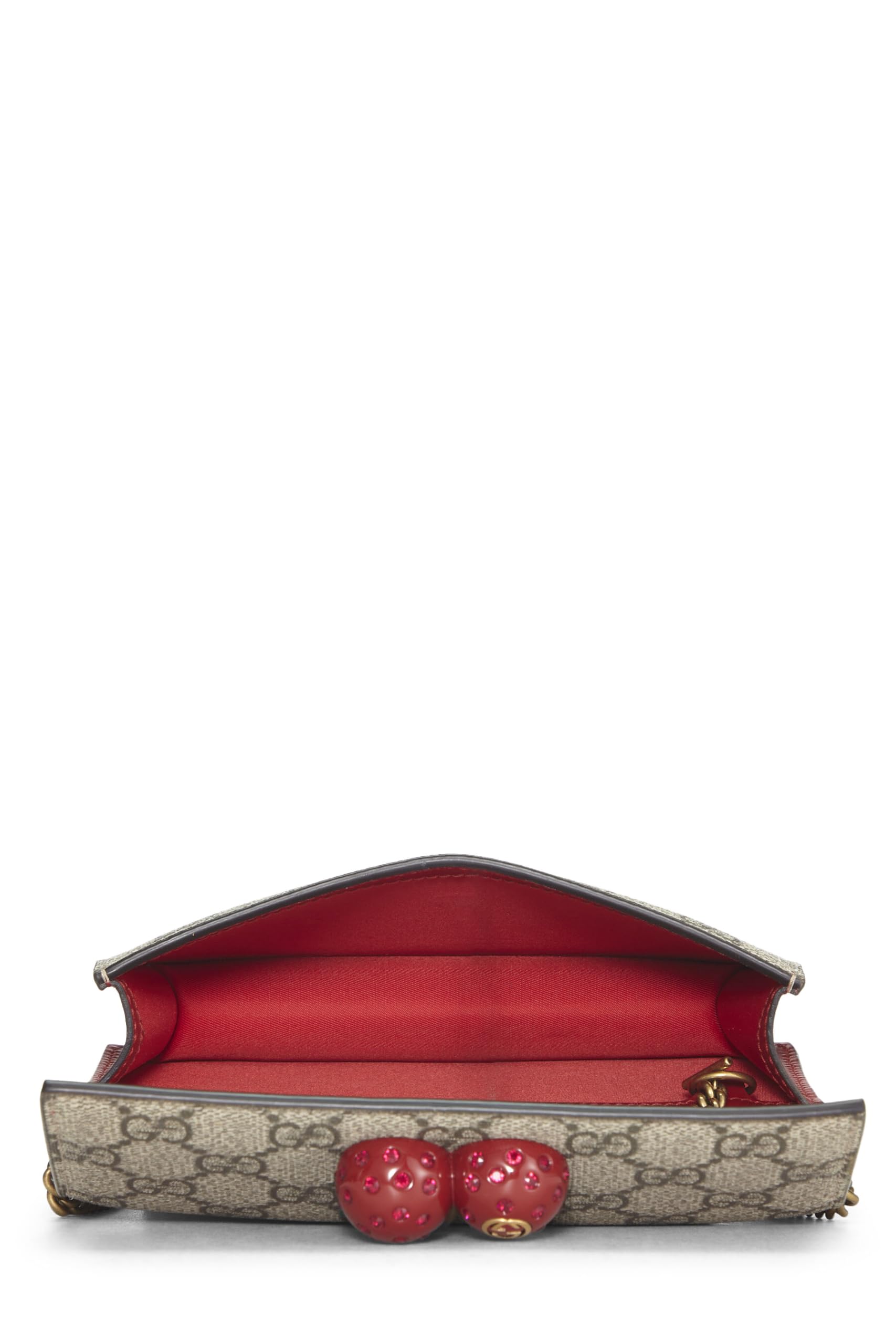Gucci,  Original GG Supreme Canvas Cherry Convertible Clutch Mini, Red
