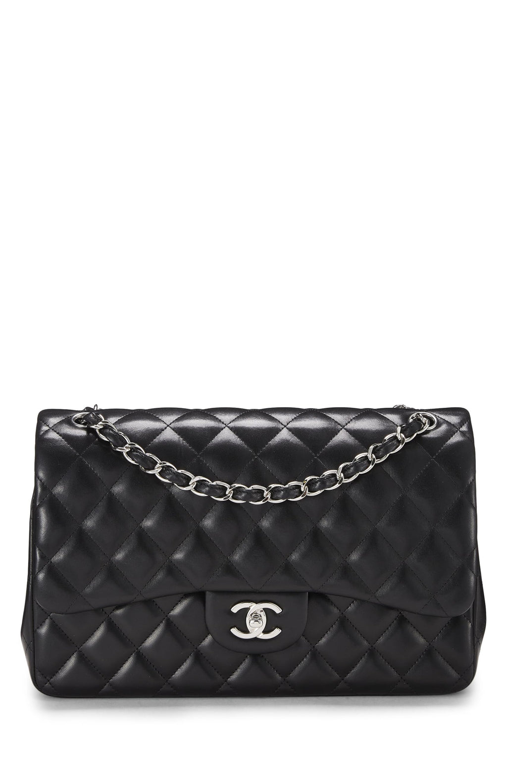 Chanel,  Black Quilted Lambskin New Classic Double Flap Jumbo, Black
