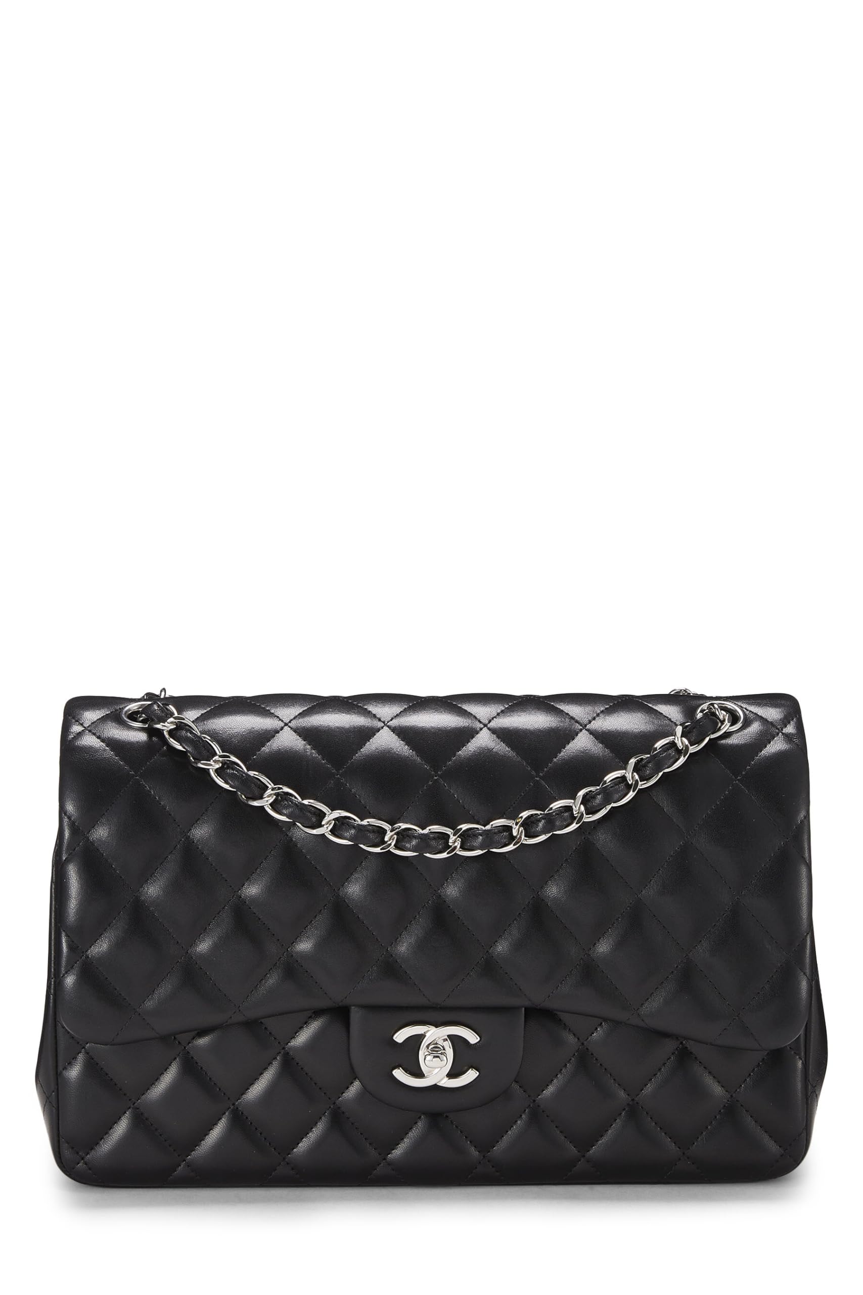 Chanel,  Black Quilted Lambskin New Classic Double Flap Jumbo, Black
