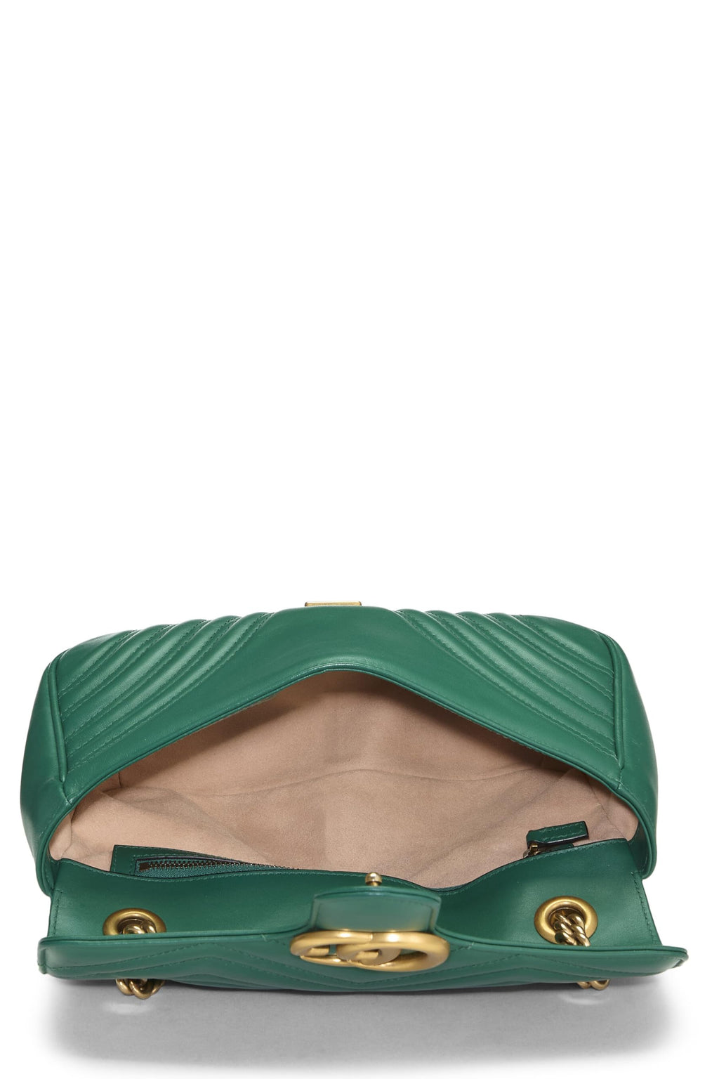 Gucci,  Green Leather GG Marmont Shoulder Bag Small, Green