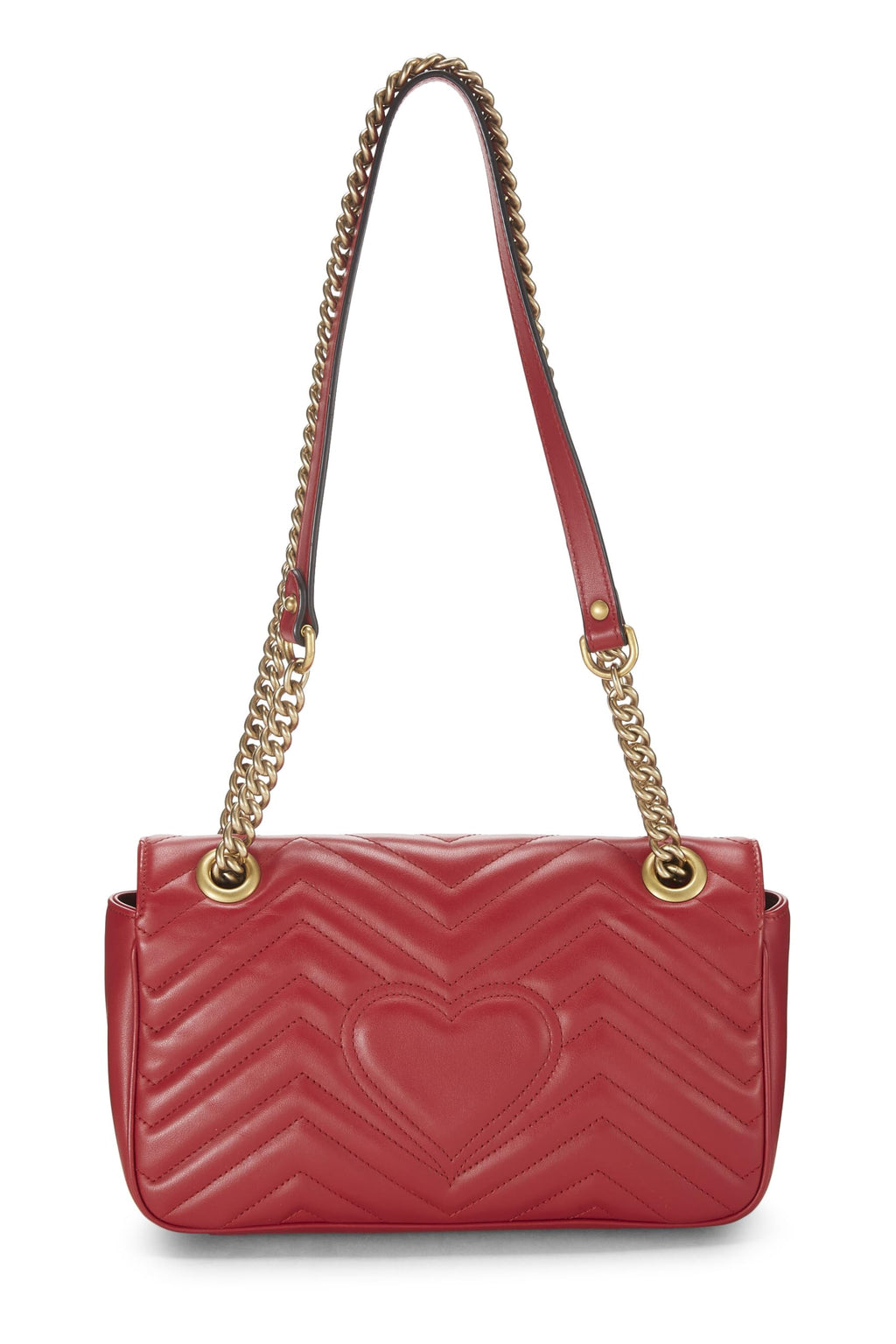 Gucci,  Red Leather GG Marmont MatelassÃƒÆ’Ã‚Â© Shoulder Bag Small, Red