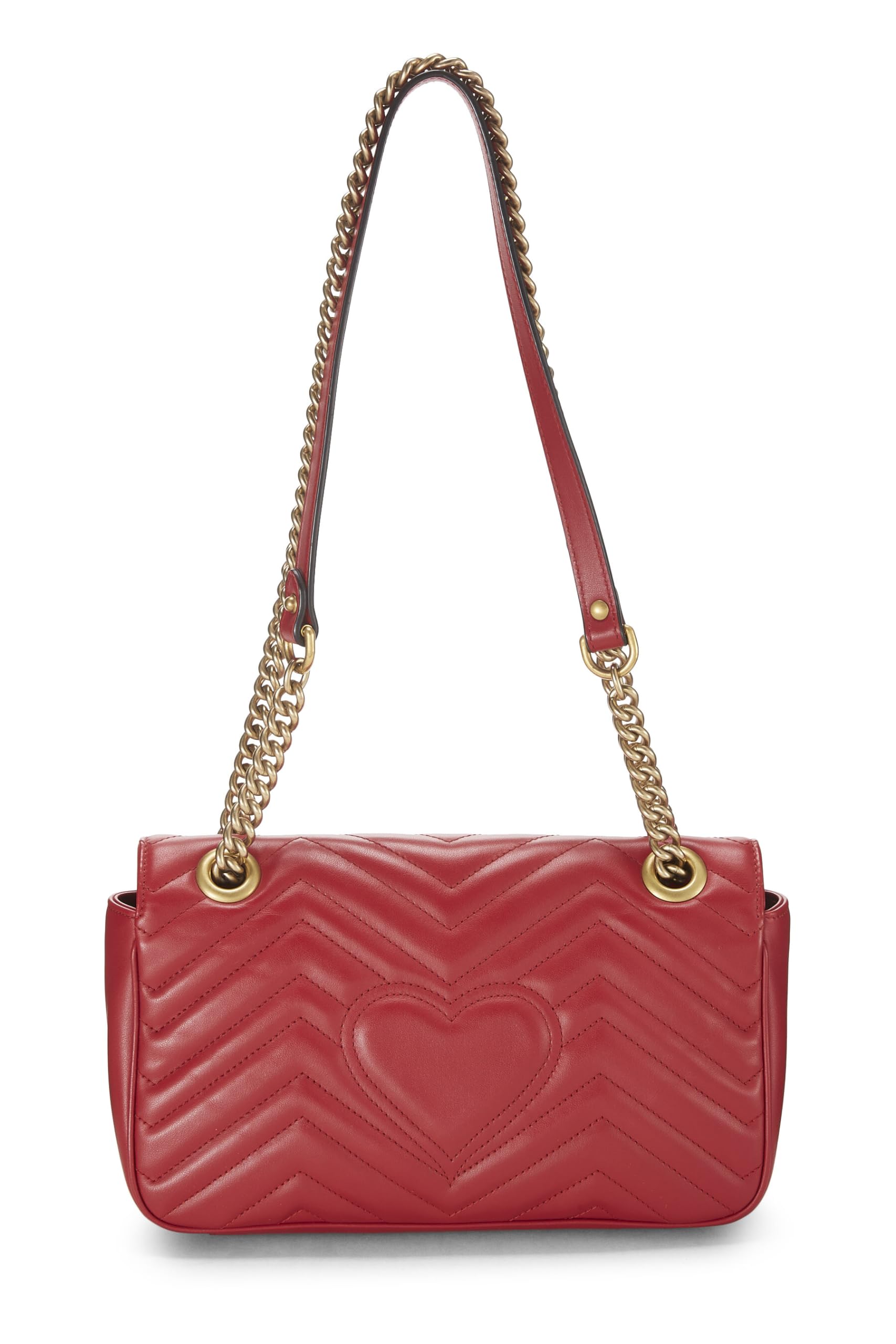 Gucci,  Red Leather GG Marmont MatelassÃƒÆ’Ã‚Â© Shoulder Bag Small, Red