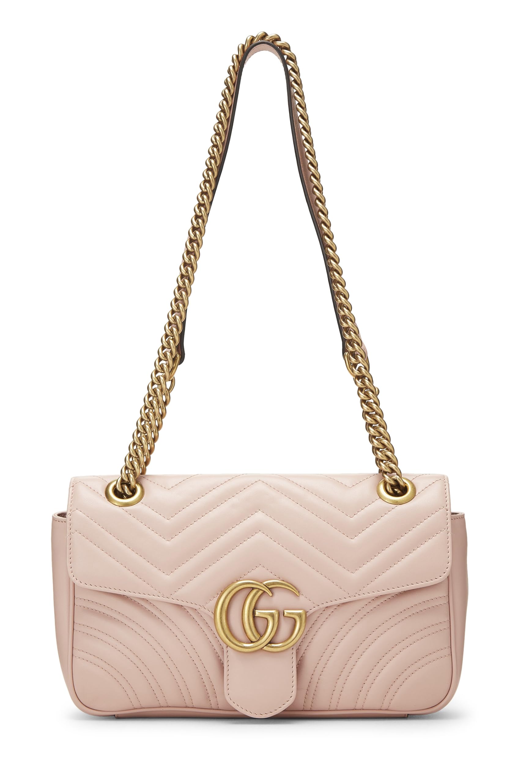 Gucci,  Pink Leather GG Marmont Shoulder Bag Small, Pink
