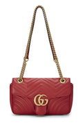 Gucci,  Red Leather GG Marmont Shoulder Bag Small, Red