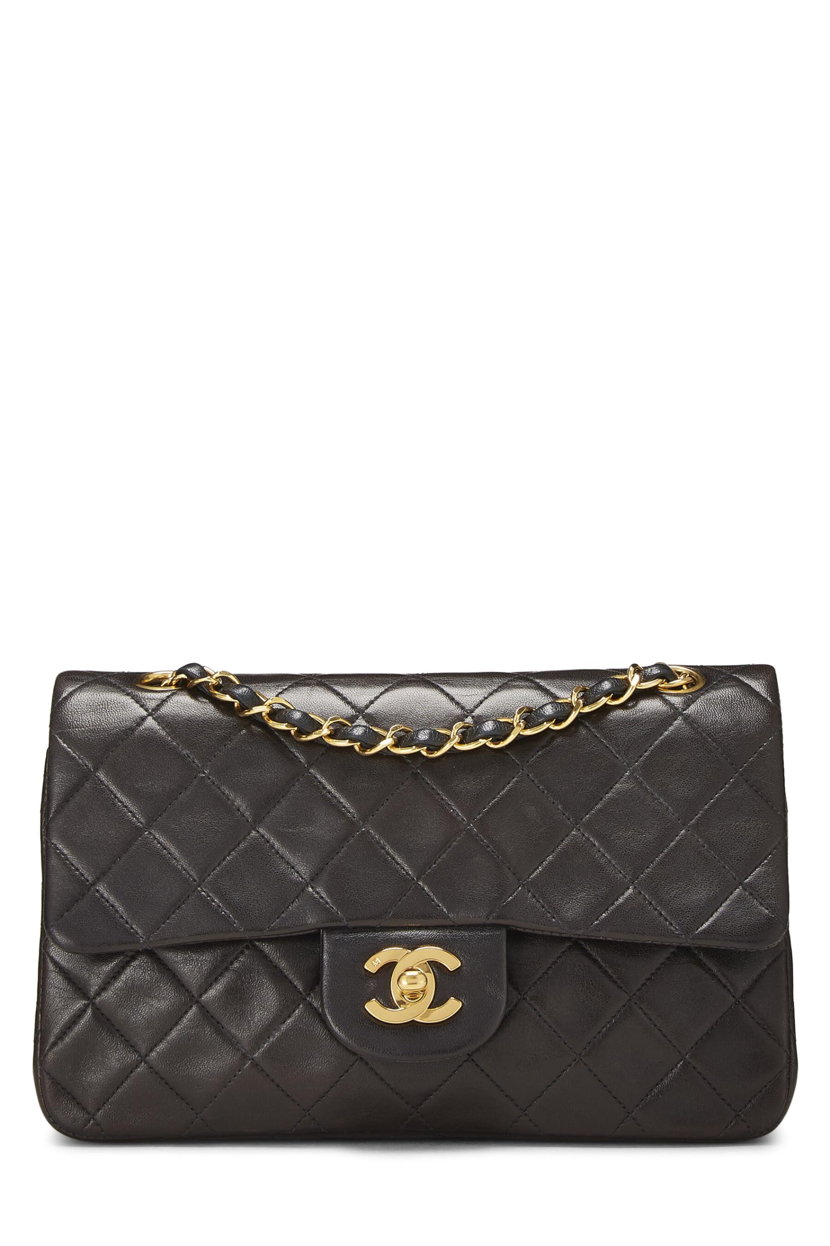 Chanel,  Black Quilted Lambskin Classic Double Flap Small, Black