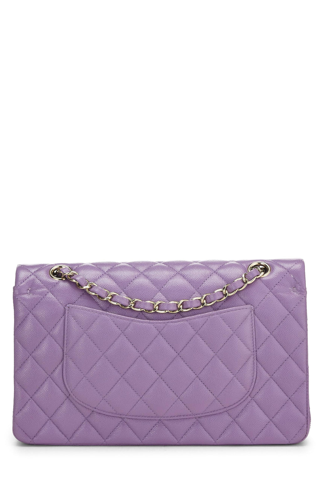 Chanel,  Purple Quilted Caviar Classic Double Flap Medium, Purple