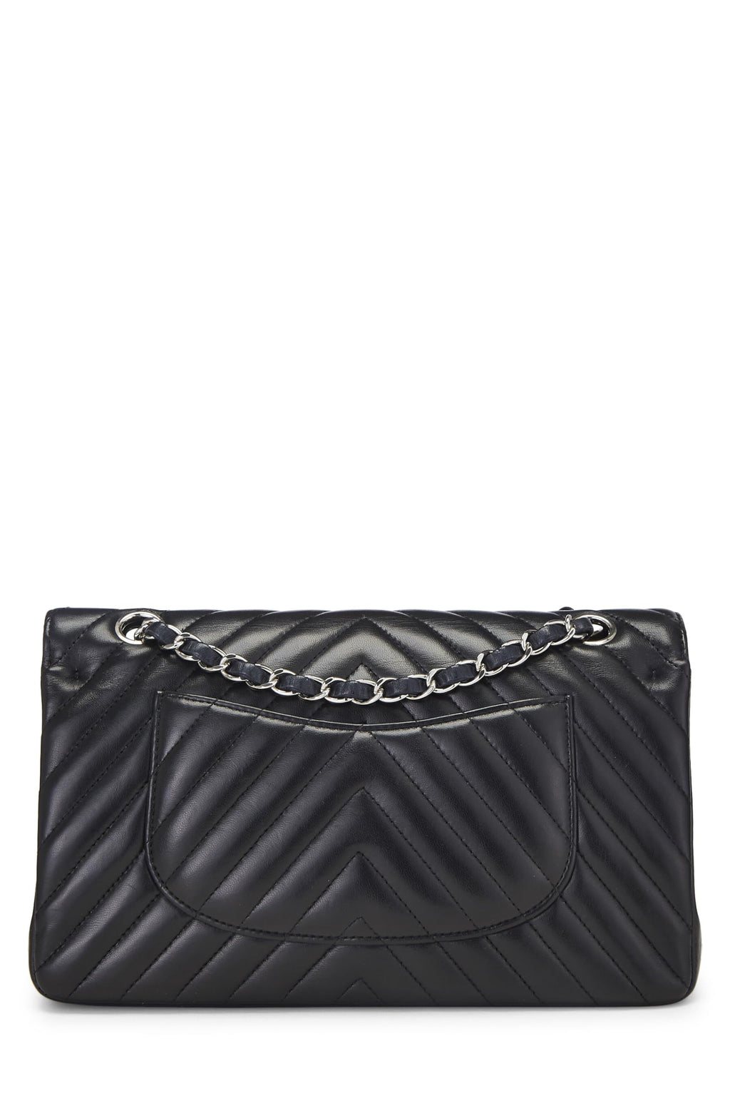 Chanel,  Black Chevron Lambskin Classic Double Flap Medium, Black