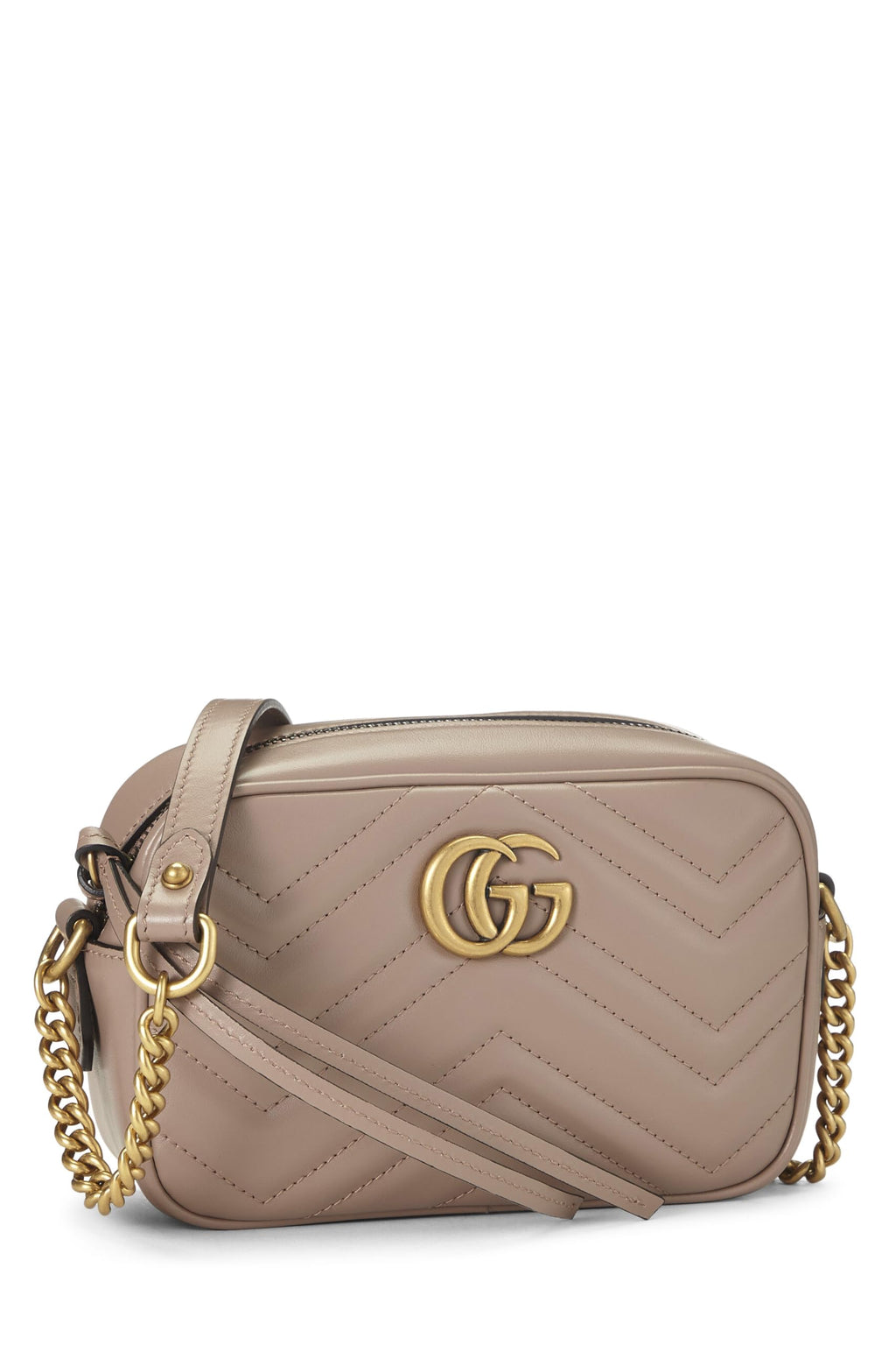 Gucci,  Pink Leather Gucci Marmont Crossbody Bag Small, Pink