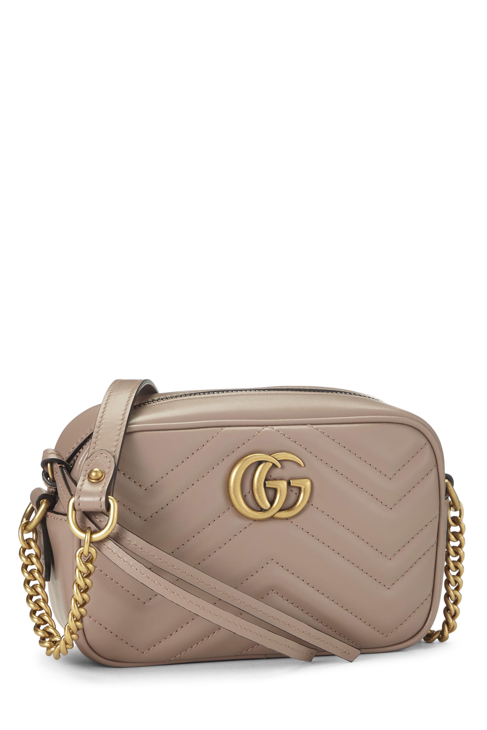 Gucci,  Pink Leather Gucci Marmont Crossbody Bag Small, Pink