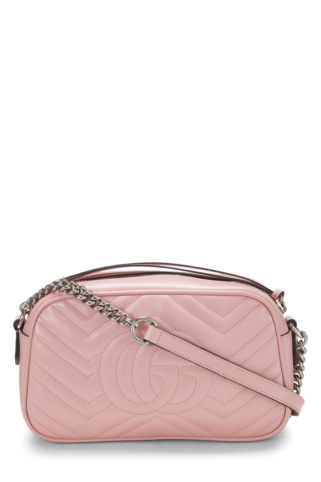 Gucci,  Pink Leather Gucci Marmont Crossbody Bag Small, Pink