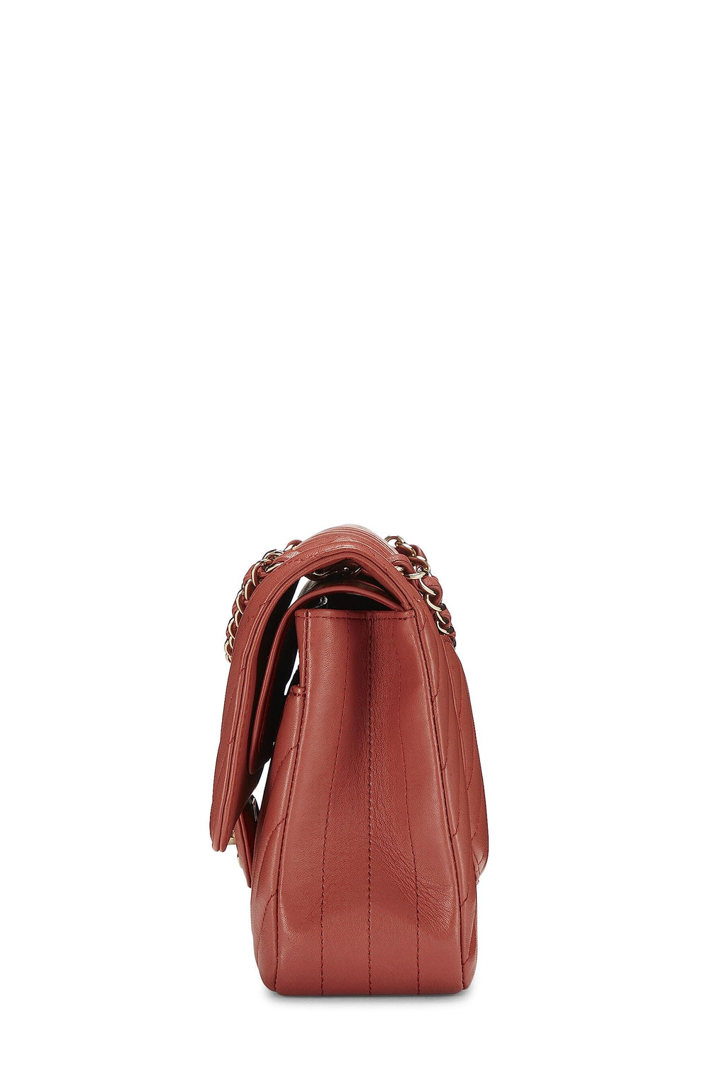 Chanel,  Orange Chevron Lambskin Classic Double Flap Medium, Orange