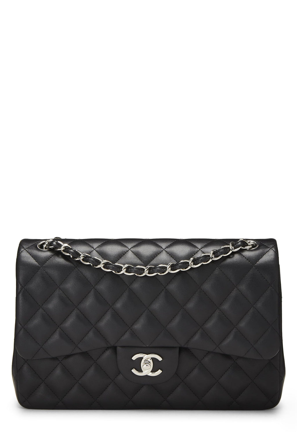 Chanel,  Black Quilted Lambskin New Classic Double Flap Jumbo, Black