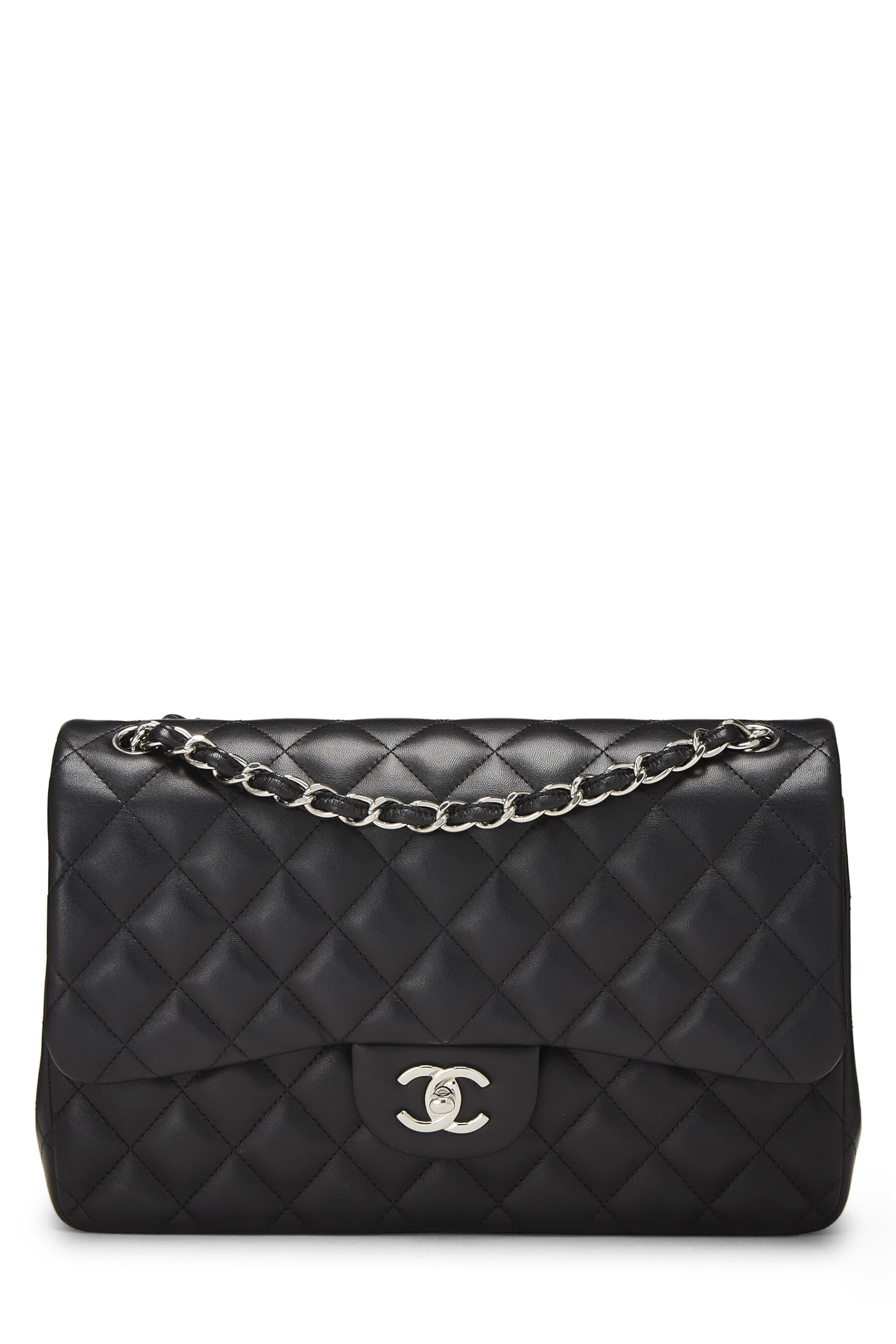 Chanel,  Black Quilted Lambskin New Classic Double Flap Jumbo, Black