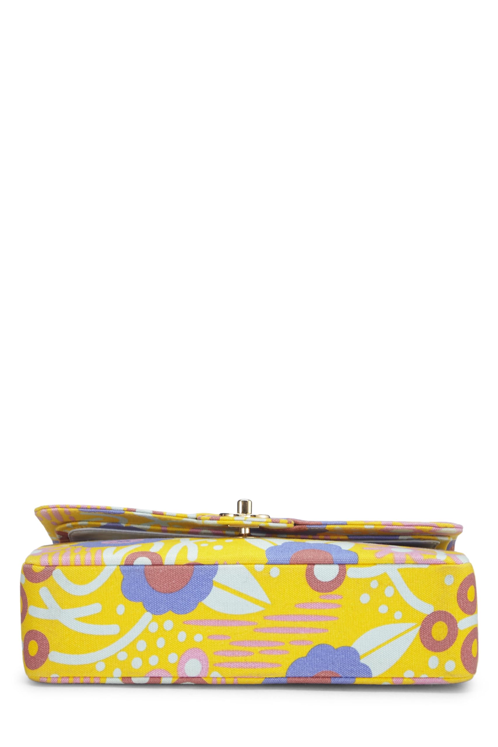 Chanel,  Yellow & Multicolor Floral Canvas Classic Double Flap Medium, Multi