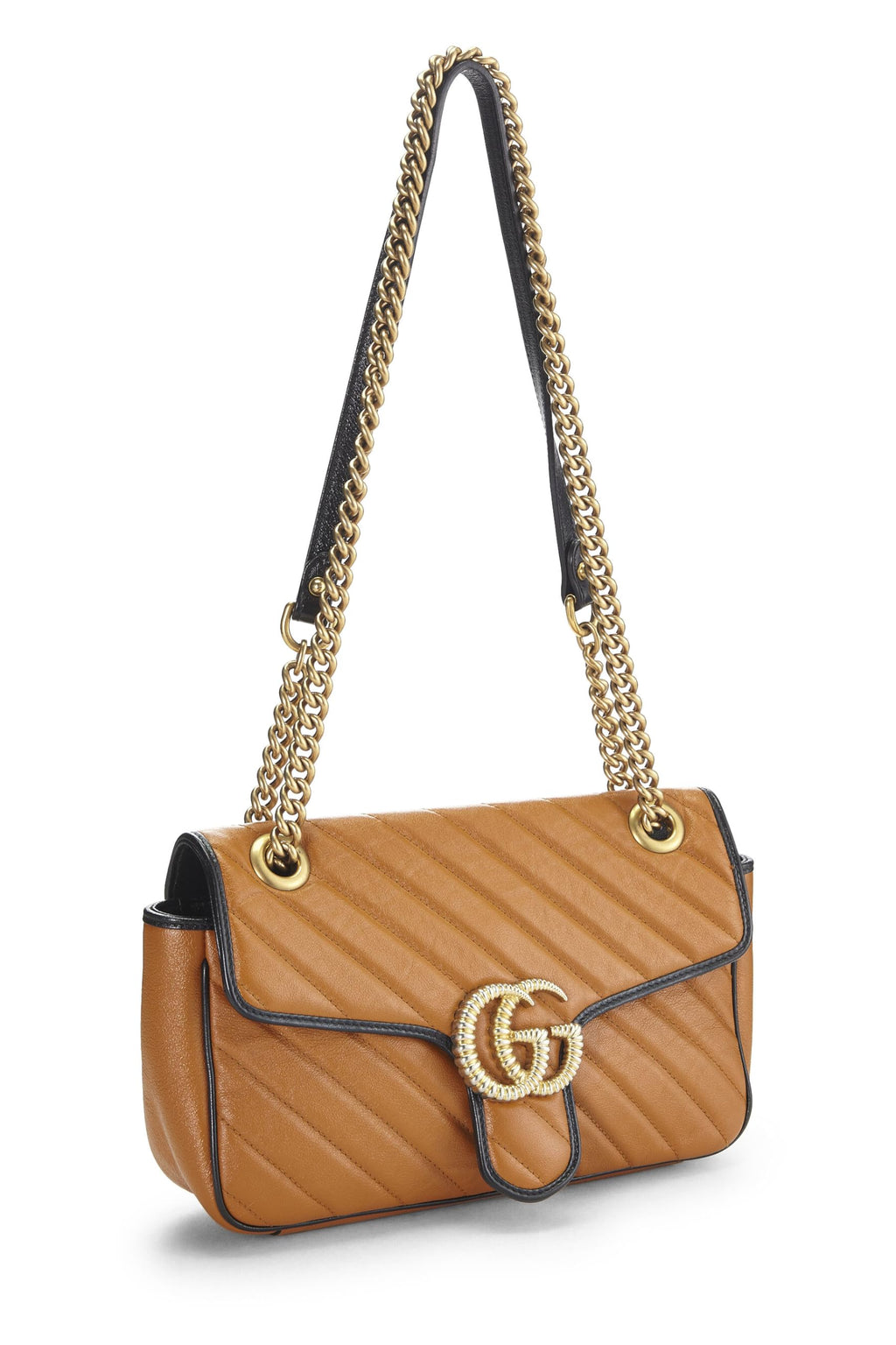 Gucci,  Orange Leather Torchon GG Marmont Shoulder Bag Small, Orange