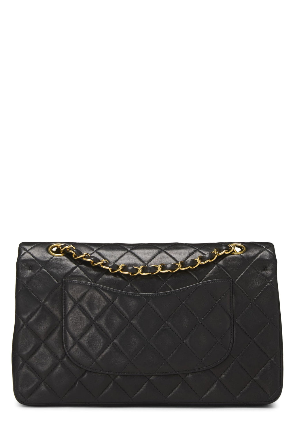 Chanel,  Black Quilted Lambskin Classic Double Flap Medium, Black