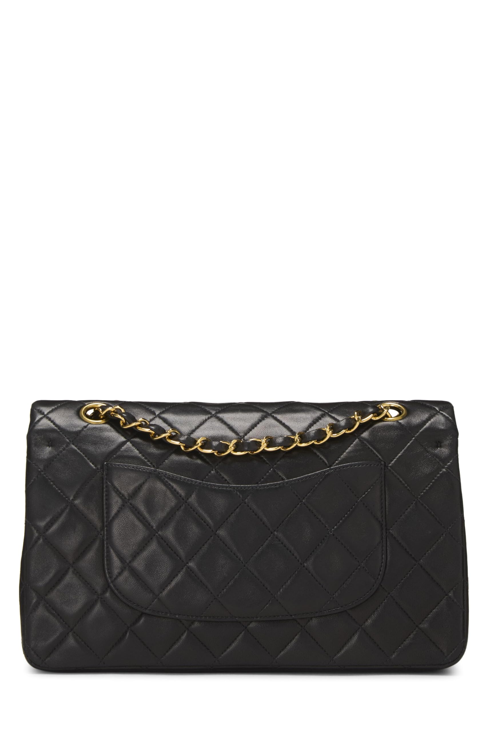 Chanel,  Black Quilted Lambskin Classic Double Flap Medium, Black