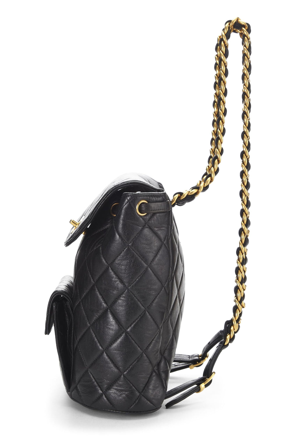 Chanel,  Black Quilted Lambskin Classic Backpack, Black