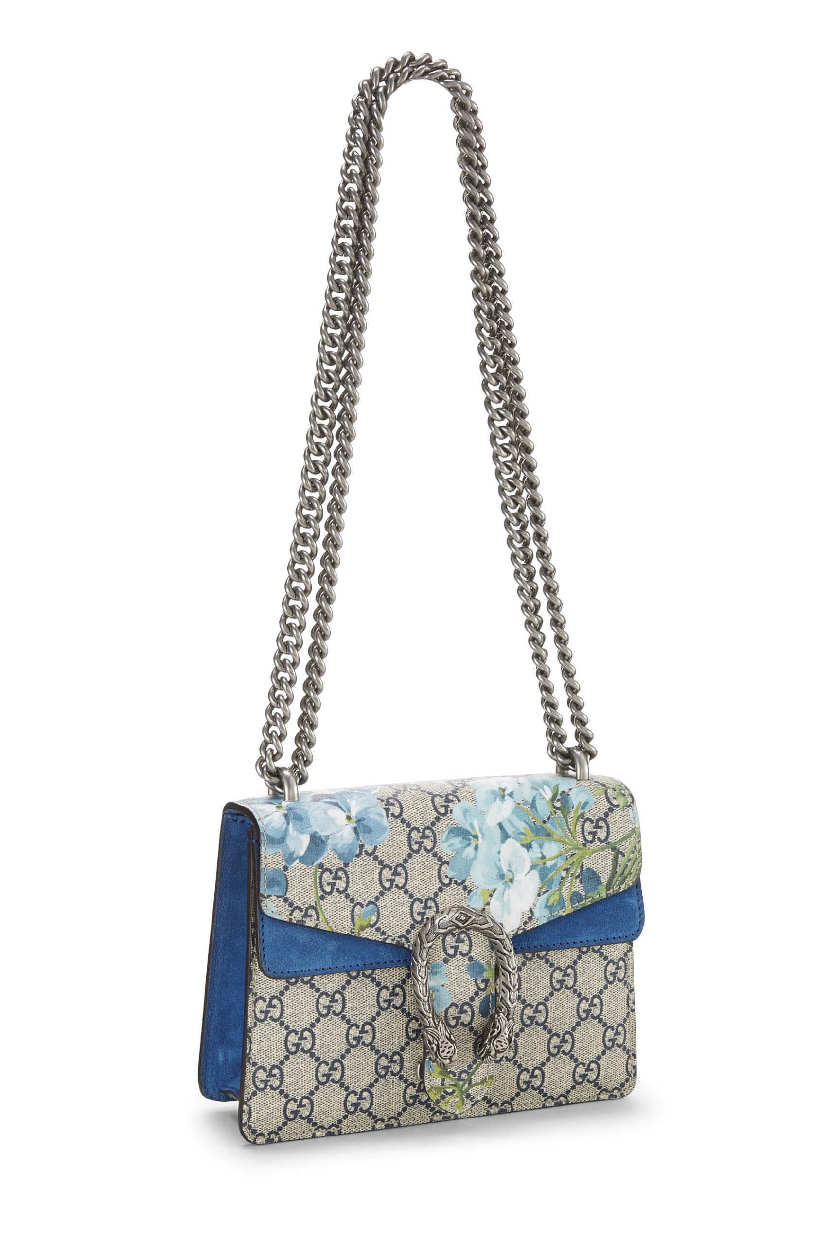 Gucci,  Blue GG Blooms Supreme Canvas Dionysus Shoulder Bag Mini, Blue