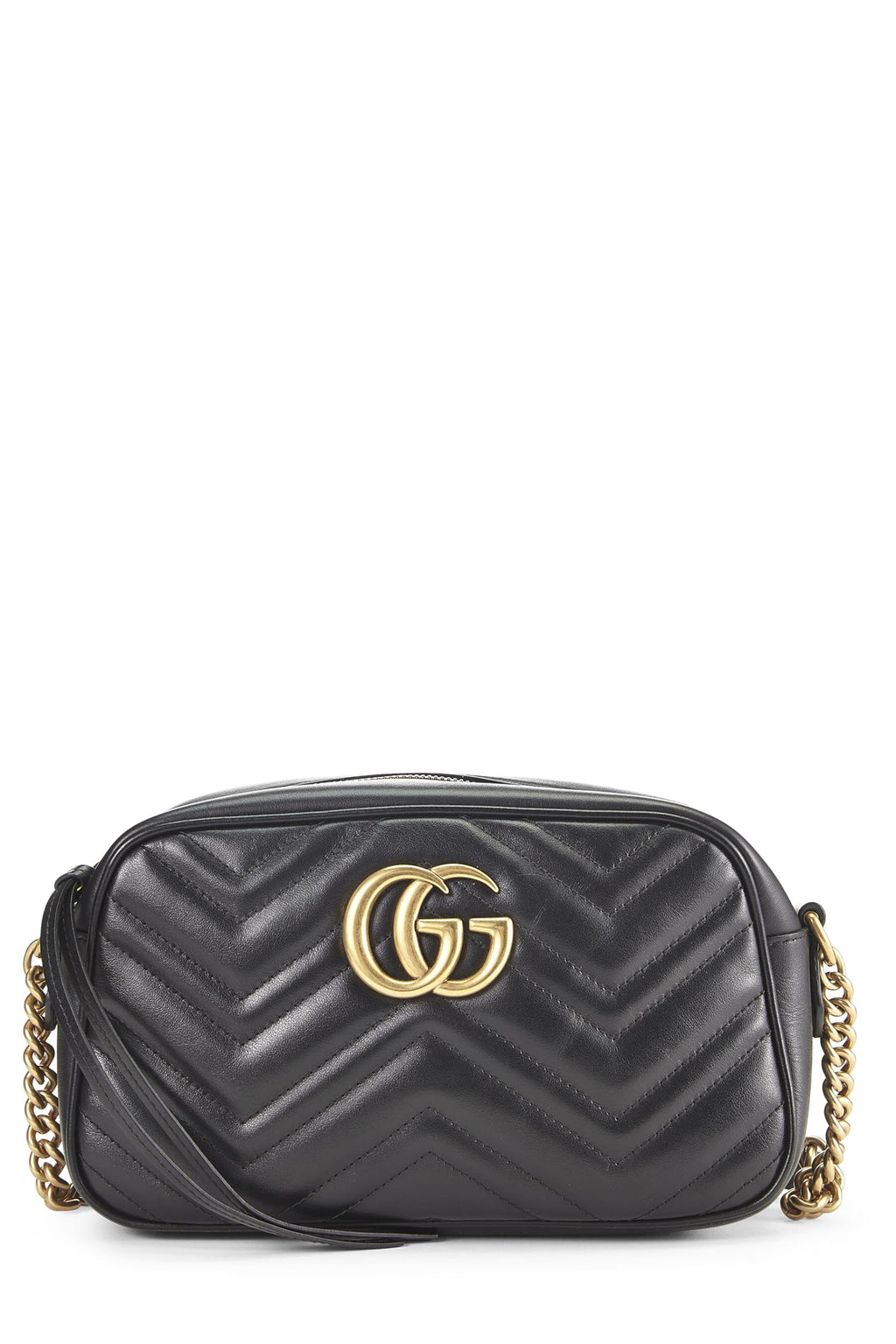 Gucci,  Black Leather Gucci Marmont Crossbody, Black