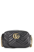 Gucci,  Black Leather Gucci Marmont Crossbody, Black