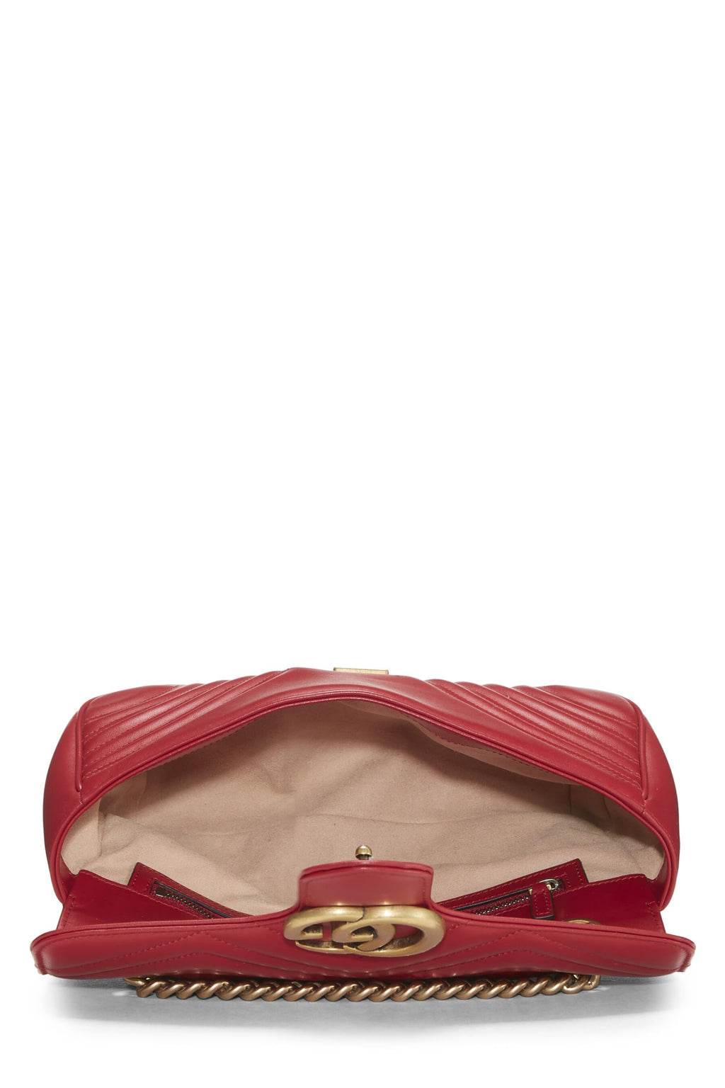 Gucci,  Red Leather GG Marmont MatelassÃƒÆ’Ã‚Â© Shoulder Bag Small, Red