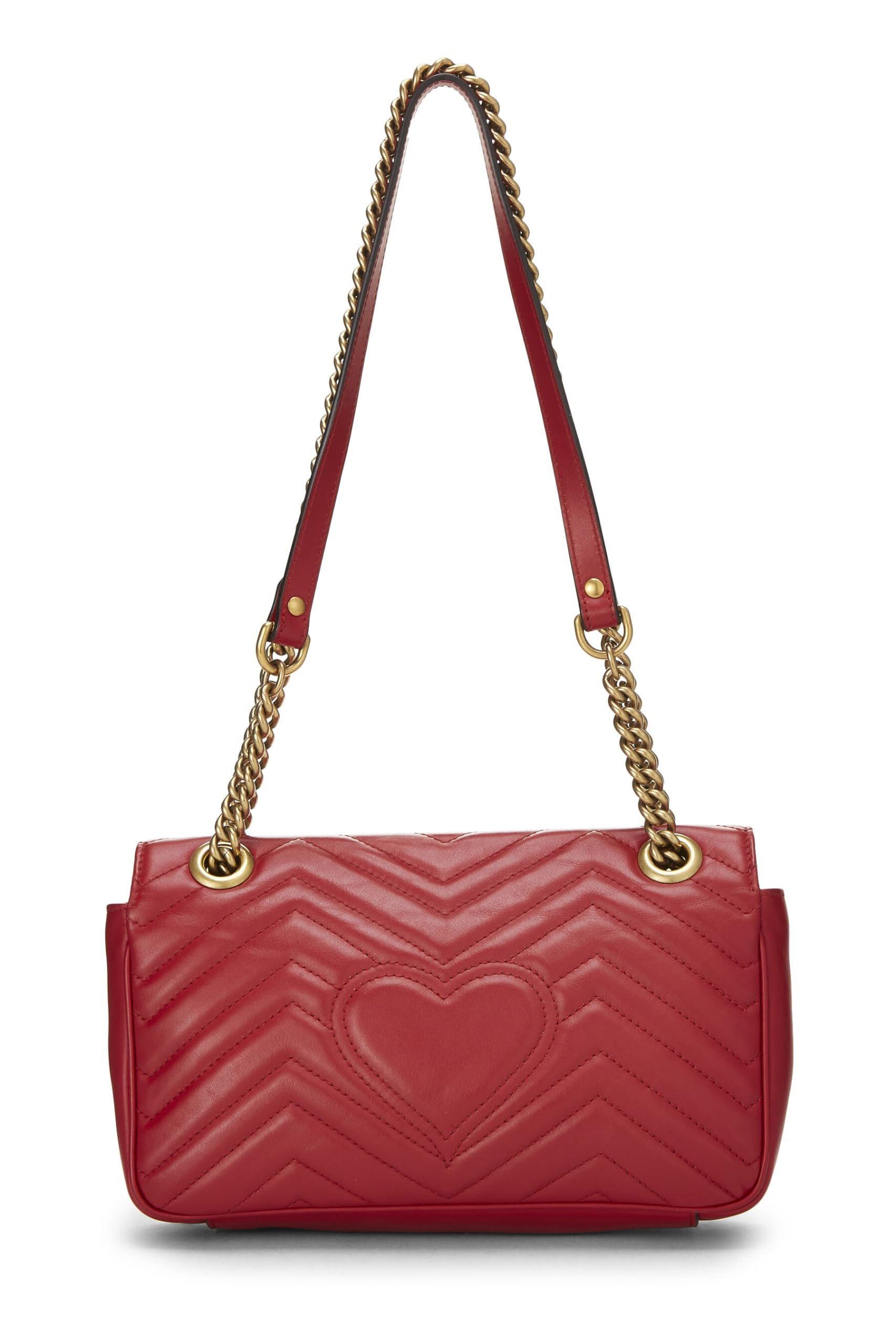 Gucci,  Red Leather GG Marmont Shoulder Bag Small, Red