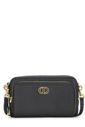 Dioror,  Black Calfskin Caro Double Pouch Crossbody, Black
