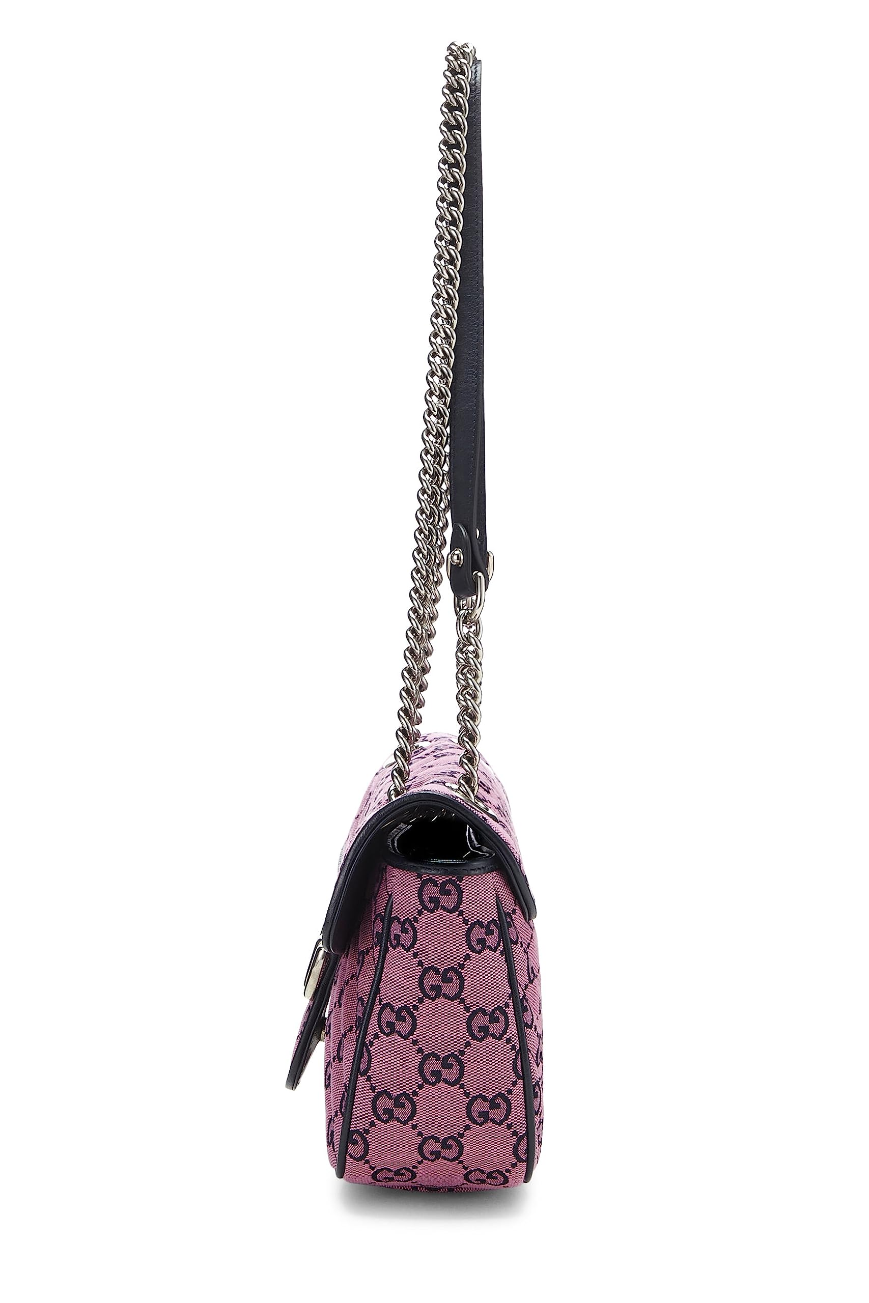 Gucci,  Pink Canvas GG Marmont Shoulder Bag Small, Pink