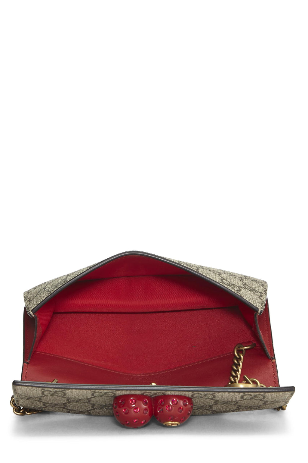 Gucci,  Original Gucci Supreme Coated Canvas Cherry Crossbody Mini, Red