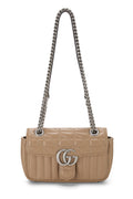 Gucci,  Beige Leather Marmont MatelassÃƒÆ’Ã‚Â© Shoulder Bag, Brown