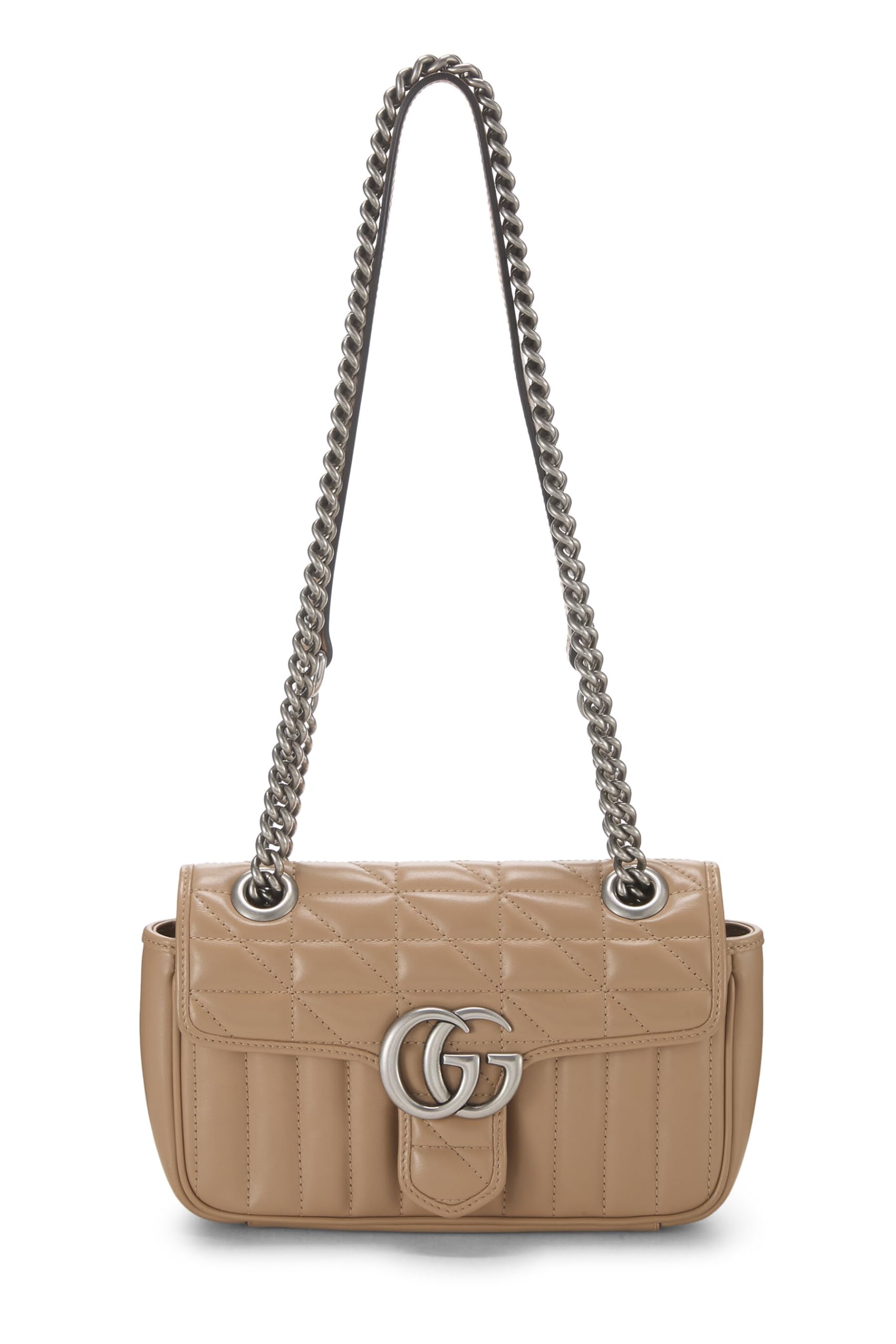 Gucci,  Beige Leather Marmont MatelassÃƒÆ’Ã‚Â© Shoulder Bag, Brown